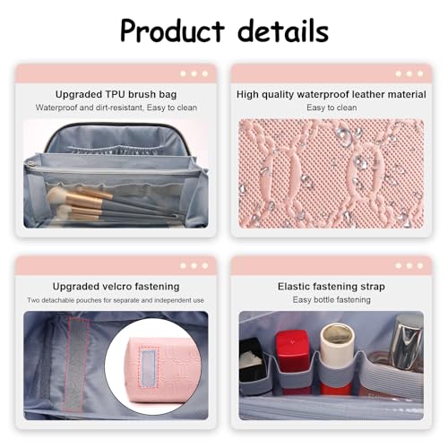 Travel Makeup Bag Cosmetic Bags for Women (G-3-Pink)
