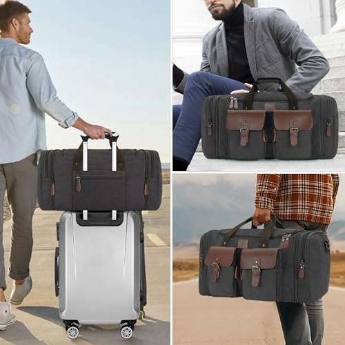 Canvas Duffle Bag for Men (Black / Large-50L)