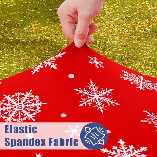 2 Pack Rectangle Spandex 6FT Elastic Fitted Christmas Tablecloth (White & Red / 72" x 30" (Rectangular))