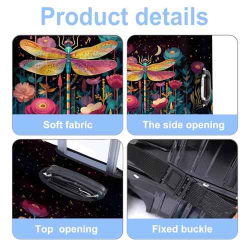Luggage Cover Washable Suitcase Protector Anti (Dragonfly / XL(fits 32-34Inch suitcase))
