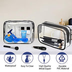 16 Pieces Clear Makeup Bags Bulk (16pcs Black)