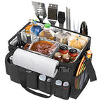 Large Grill Utensil Caddy with Paper Towel Holder for Cook Supplies (Black)