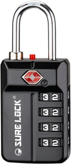 SURE LOCK TSA Approved 4-Digit Resettable Combination Luggage Lock by LOCKDEPOT