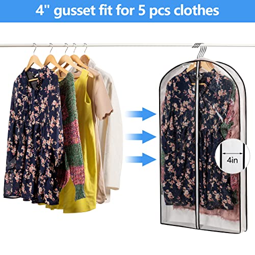 Hanging Clothes Storage with 4" Gusseted Garment Covers (24"x40"x4"/ 6 Pack)