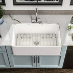 33 Inch White Farmhouse Sink Reversible Apron Front (33"x20"x10" / White)