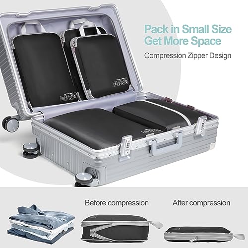 Compression Packing Cubes for Travel (04 Black / 5-Piece Set)