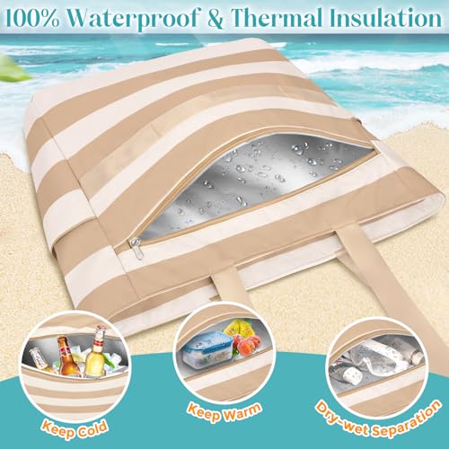 Extra Large Beach Bags for Women (Brown)