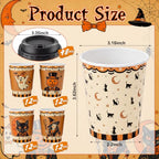 48 sets 8 oz Halloween Disposable Coffee Cups with Lids and Sleeves (Pumpkin)