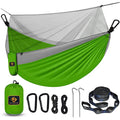 Camping Hammock with Net (Green & Grey / Large)