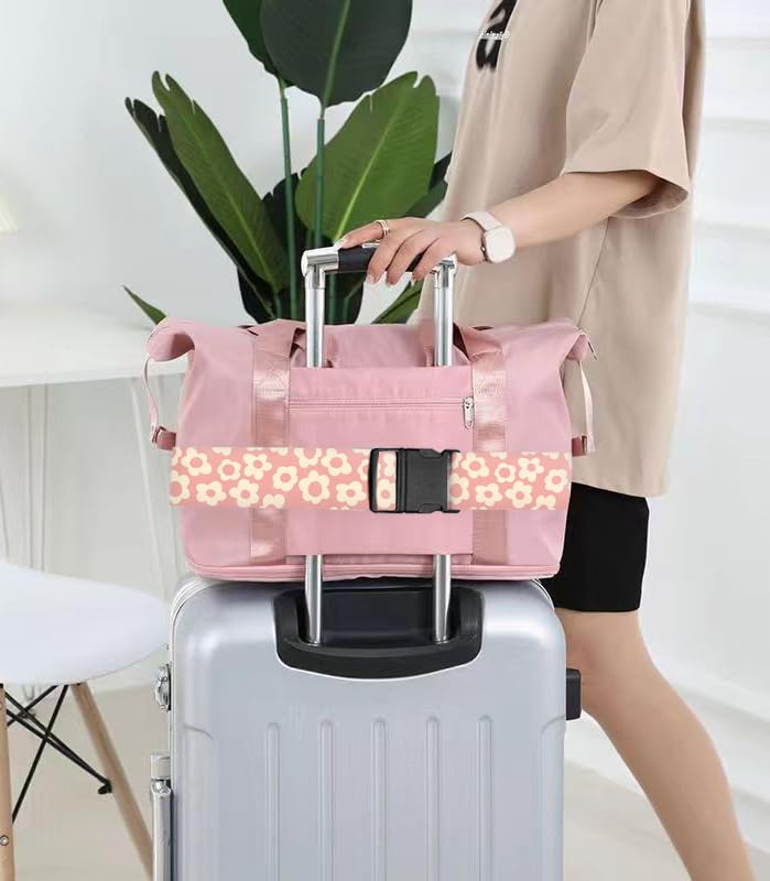 Luggage Straps for Suitcases Travel Belt Accessories (Pink Daisy)