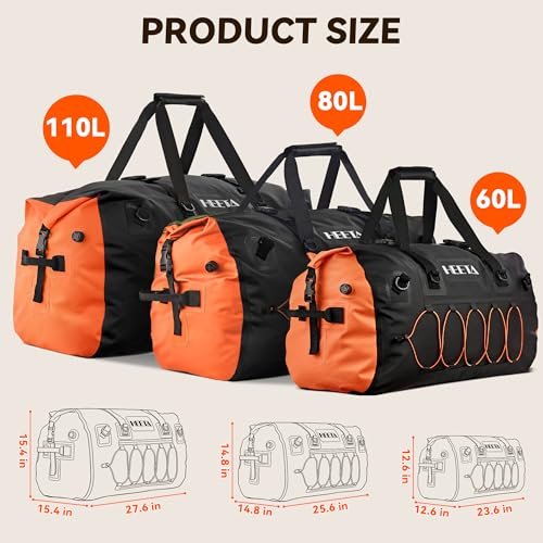 Waterproof Duffel Bag Motorcycle Dry Bag Backpack (Black / 80L)