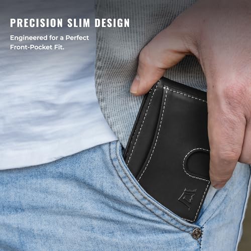 Money Clip Slim Minimalist Wallet for Men (Onyx Black)