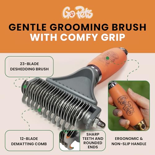 2-in-1 Deshedding & Dematting Comb & Grooming Brush for Dogs & Cats (2-Sided Dematting Comb)