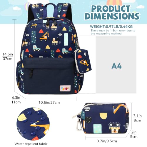 Lightweight Waterproof Toddler Backpack Boys Excavator Blue (Excavator Blue)