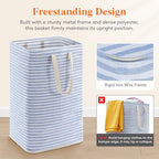 75L Large Collapsible Laundry Basket with Extended Handles (Dark Blue / 75L)