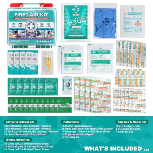 110 Pieces Small First Aid Kit (110 Pieces)