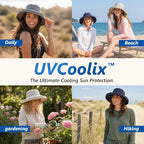 UVCoolix Women's UPF 50+ Wide Brim Cooling Sun Hat (Medium-Large / Khaki)