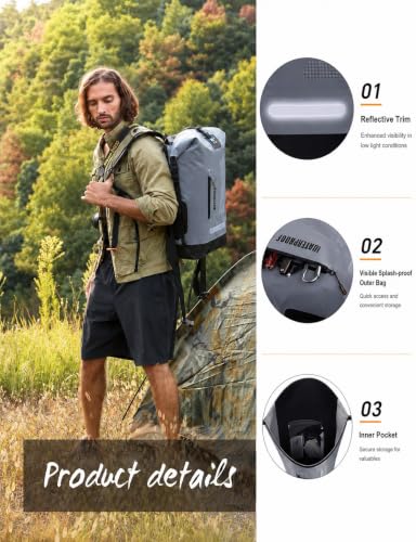 Waterproof Backpack for Men 20L (40L / Gray)