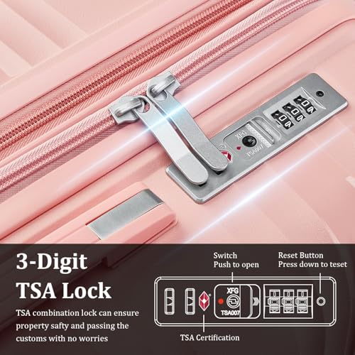 Luggage Sets 6 Piece Expandable Suitcase (Pink / 6 Piece Set (14in/20in/24in/28in/DB/TB))