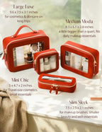 Clear Makeup Bag with Zipper (Red / Medium Moda)