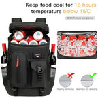 36 Cans Backpack Cooler Insulated Leakproof PU Soft Large Cooler Bag (Black-Pu)