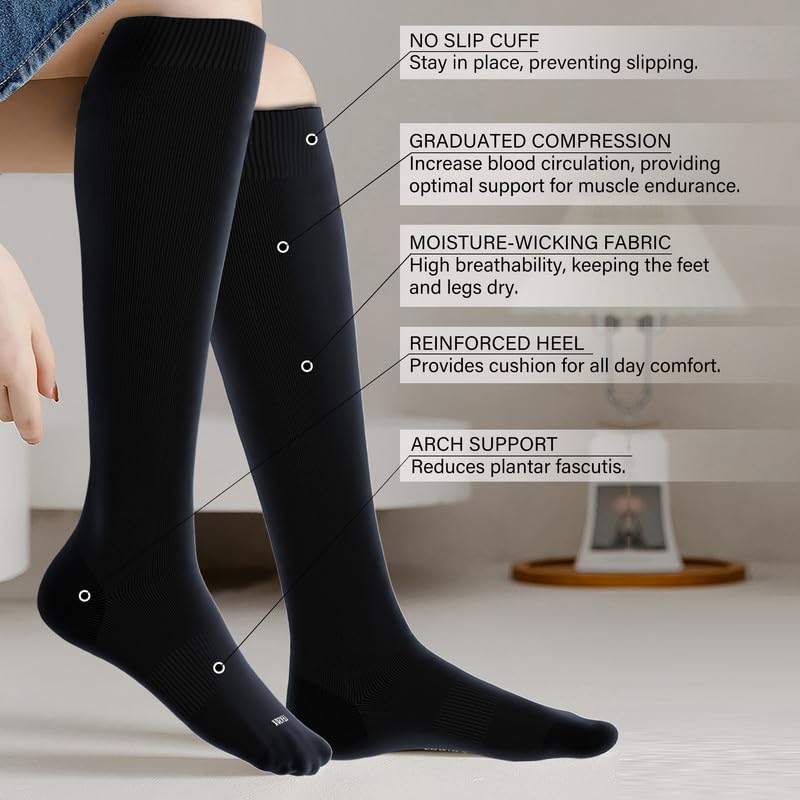 Viscose Made from Bamboo Compression Socks for Women&Men 20 (Large / 4 Pair-mix3)