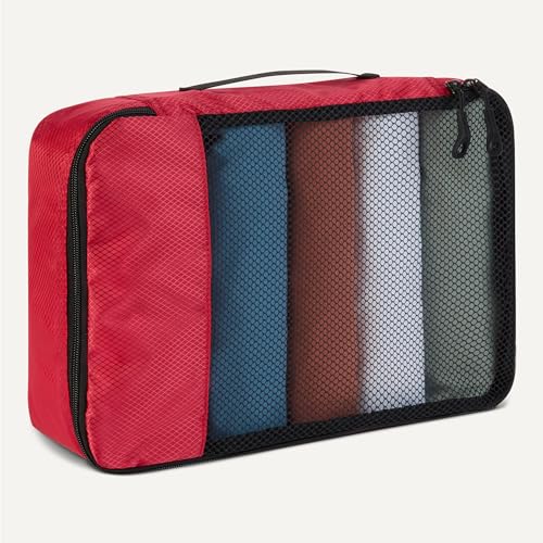 4 Piece Packing Cubes Travel Accessories Set (Red / 2 x Large, 2 x Medium)
