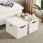 15" Fabric Storage Box with Lids (White / Medium-3 Pack)