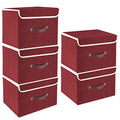 Foldable Storage Boxes with Lids 5 Pack Fabric Storage Bins with Lids (5 pack / Red Wine)