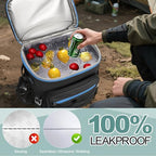 Large 52 Can Insulated Waterproof Leakproof Cooler Backpack (Black, Blue Zipper)