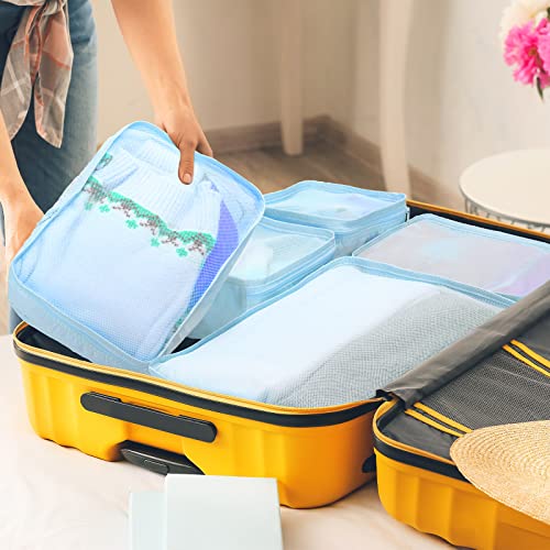 2 Packs Travel Packing Cubes 10 Pcs with Shoe Bags Blue (Blue)