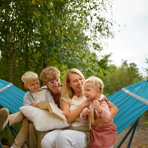 Heavy Duty Couple Hammock with Steel Stand (Blue)