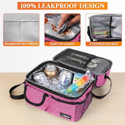 Insulated Lunch Bag Women Men (Heather Pink)