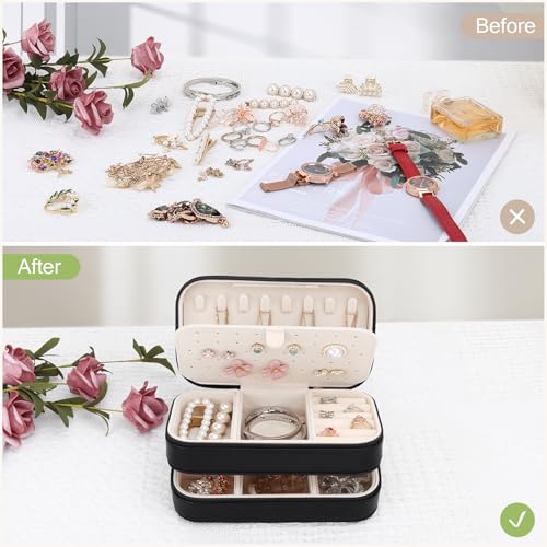 Small Travel Jewelry Box with Double Zipper (Black)