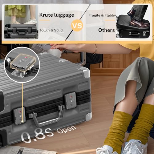 Zipperless Carry On Luggage with Wheels 20 inch Hardshell Suitcase (Gray / Carry-on (20 Inch))