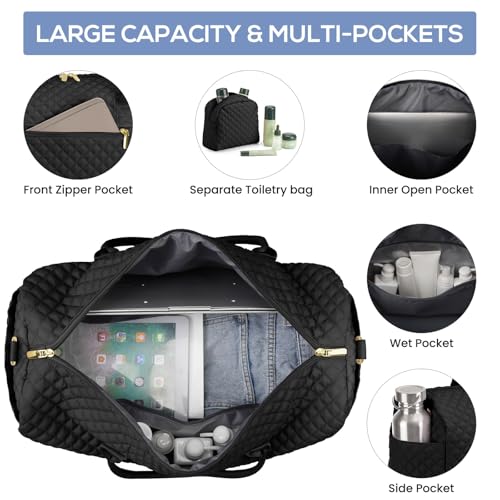 Travel Weekender Duffle Bags for Women (2-Black / X-Large)