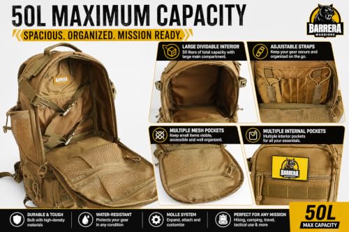 BARRERA Tactical Backpack 50L (Coyote Brown / 50 L)