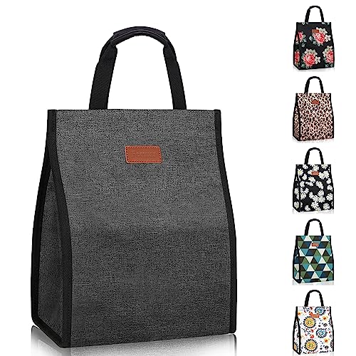 Lunch Bags for Women Insulated Reusable Lunch Tote with Internal Pocket (Charcoal Grey / 1 pack)