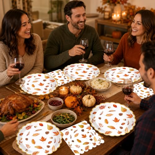 40PCS Fall Paper Plates and Napkins Set (Green)