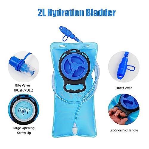 Camo Hydration Backpack with 2L Water Bladder Tactical Molle Water Backpack for Men Women Hydration Pack for Hiking Running Climbing (Woodland Digital Camo)