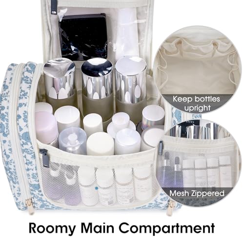 Large Hanging Toiletry Bag for Women (Z-Little Blue Flower)