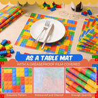 100 Pcs Building Blocks Wax Paper Sheets for Food Wrapping (Colorful / Building Blocks)