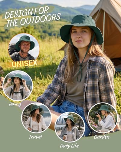Water Resistant UPF 50+ Sun Bucket Hat Packable Brimmed for Women Men (One Size / Blue Gray)
