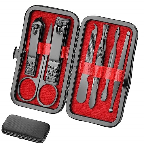 Manicure Set Nail Clippers Set Gifts for Men Manicure Pedicure Kit (Black and Red)