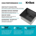 Kore 21 Inch Undermount Workstation 16 Gauge Stainless Steel Single Bowl Kitchen Sink n PVD Gunmetal Finish with Accessories (PVD Gunmetal / 21 inch / Sink)