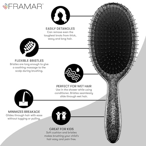 Glitter Hair Brush Detangler (Glitter - Black)