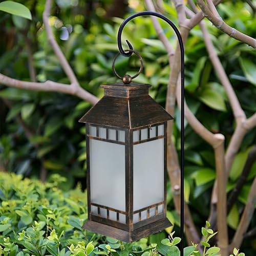 18" Solar Lanterns Outdoor Waterproof Flickering Flame Bronze (Antique Bronze)