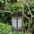 18" Solar Lanterns Outdoor Waterproof Flickering Flame Bronze (Antique Bronze)