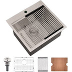21 Inch Drop In Bar Sink Workstation (21"L x 20"W x 10"D / Brushed Nickel)