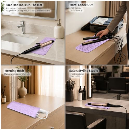 Silicone Heat Resistant Travel Mat for Hair Iron (1 Pack / Pink Mauve)